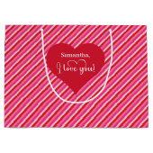 バレンタインデーギフトバッグ I Love You テキスト入り ラージペーパーバッグ (正面)