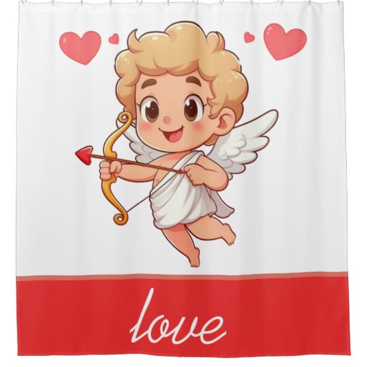 バレンタインデークラシック/ヴィンテージキューピッド シャワーカーテン (正面)