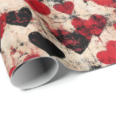 バレンタインデーグランジハートヴィンテージ ラッピングペーパー (ロールコーナー)