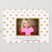 バレンタインデーグリッターハートスクリプト – フォトカード シーズンカード (正面/裏面)