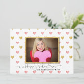 バレンタインデーグリッターハートスクリプト – フォトカード シーズンカード (スタンド正面)