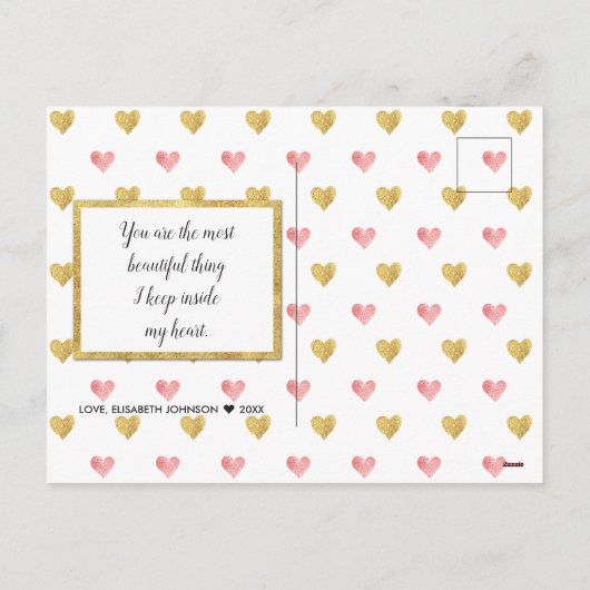 バレンタインデーグリッターハート写真はがき シーズンポストカード (裏面)