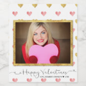 バレンタインデーグリッターハート写真 – ワインラベル (シングルラベル)