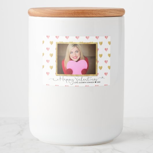 バレンタインデーグリッターハート食品ラベル フードラベル (正面)