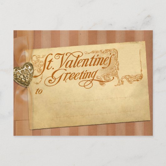 バレンタインデーグリーティングアンティークヴィンテージ シーズンポストカード (正面)