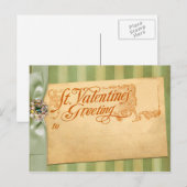 バレンタインデーグリーティングアンティークヴィンテージ シーズンポストカード (正面/裏面)