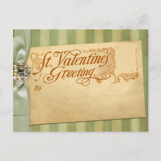バレンタインデーグリーティングアンティークヴィンテージ シーズンポストカード (正面)