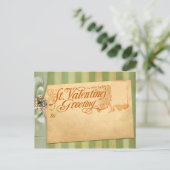 バレンタインデーグリーティングアンティークヴィンテージ シーズンポストカード (スタンド正面)