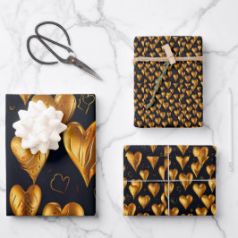 バレンタインデーゴールデンハートズオブラブ ラッピングペーパーシート