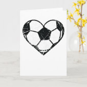 バレンタインデーサッカーボールハートグランジ男性女 カード (黄色い花)
