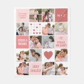 バレンタインデーシックなカップル写真コラージピンク フリースブランケット (正面)