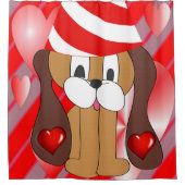 バレンタインデーシャワーカーテン犬 シャワーカーテン (正面)