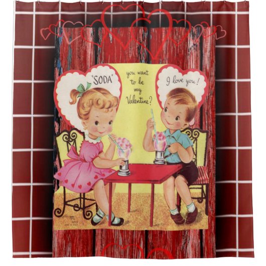 バレンタインデーシャワーカーテン シャワーカーテン (正面)