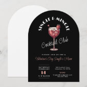 バレンタインデーシングルスミキサーカクテルパーティーアーチ 招待状 (正面/裏面)