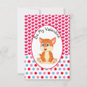 バレンタインデーストライプのの子どものカードになる 出欠カード (正面)