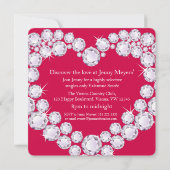 バレンタインデーダイヤモンドハートパーティー招待状 招待状 (裏面)