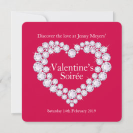 バレンタインデーダイヤモンドハートパーティー招待状 招待状