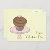 バレンタインデーチョコレートカップケーキのピンクのケーキの立場 シーズンポストカード (正面/裏面)