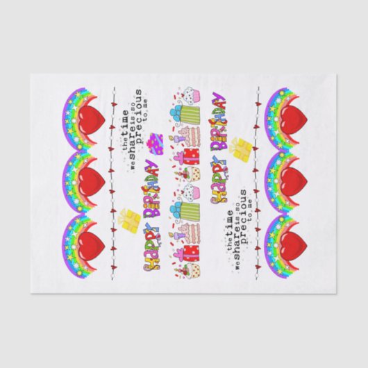 バレンタインデーティッシュペーパーハッピーバースデー 薄葉紙 (正面)