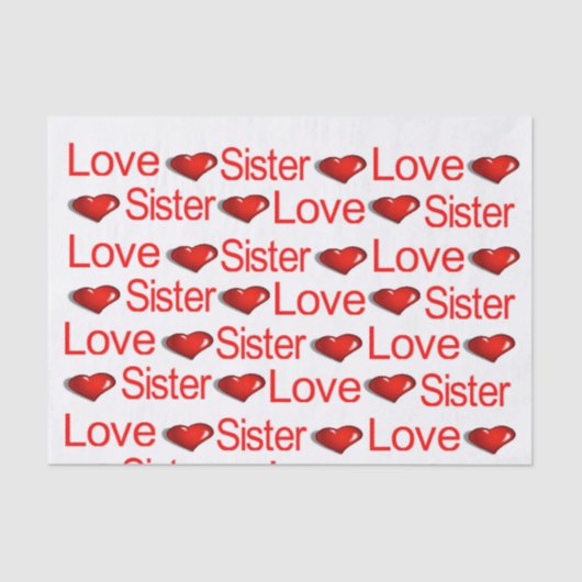 バレンタインデーティッシュペーパーラブシスターレッドハート 薄葉紙 (正面)