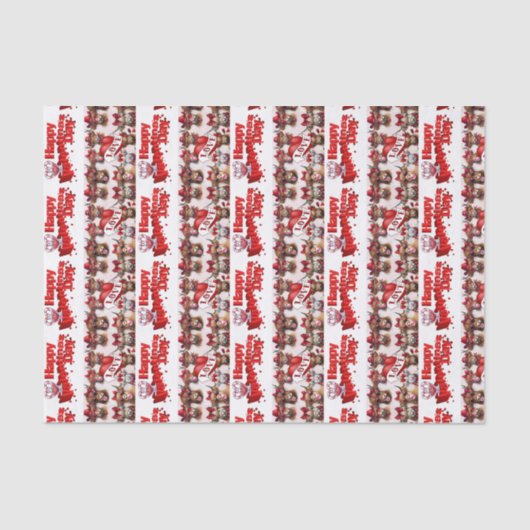 バレンタインデーティッシュペーパー牛赤いハート 薄葉紙 (正面)