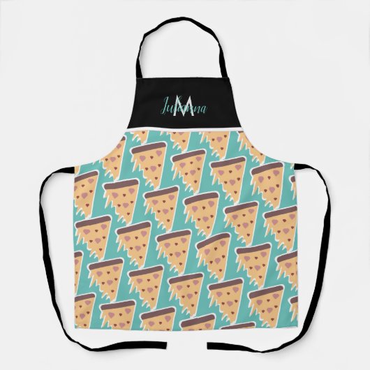 バレンタインデーテーマハートピザパターンエプロン エプロン (正面)