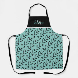 バレンタインデーテーマハート斜め模様エプロン エプロン