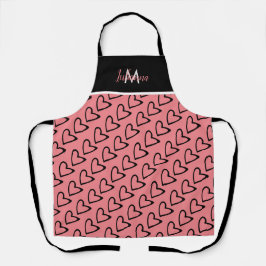 バレンタインデーテーマハート斜め模様エプロン エプロン