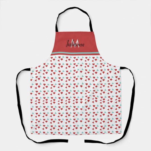 バレンタインデーテーマハート紙吹雪パターン エプロン (正面)