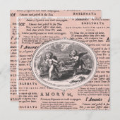 バレンタインデーディナーダンスヴィンテージキューピッド 招待状 (正面/裏面)