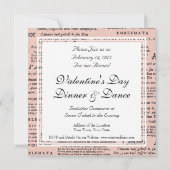 バレンタインデーディナーダンスヴィンテージキューピッド 招待状 (裏面)