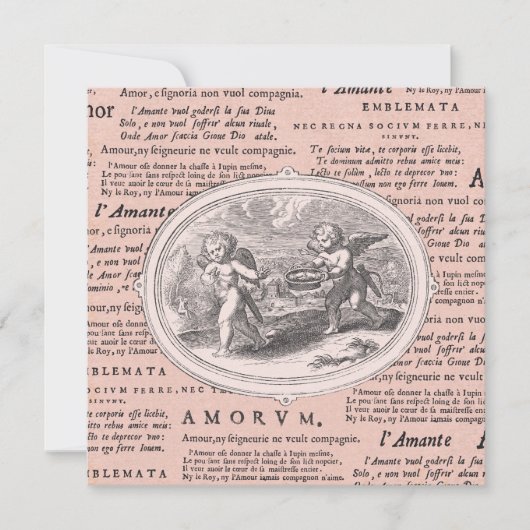 バレンタインデーディナーダンスヴィンテージキューピッド 招待状 (正面)