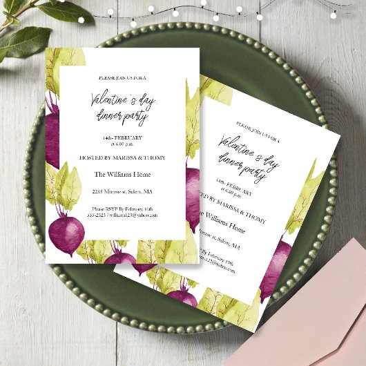 バレンタインデーディナーパーティーウォーターカラーベットロット シーズンカード