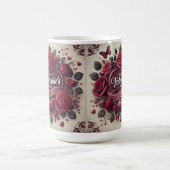 バレンタインデーデザインとバラとハート コーヒーマグカップ (中央)