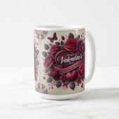 バレンタインデーデザインとバラとハート コーヒーマグカップ (正面右)