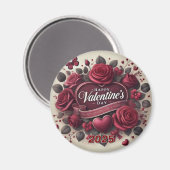 バレンタインデーデザインとバラとハート マグネット (正面/裏面)
