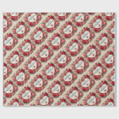 バレンタインデーデザインとバラとハート ラッピングペーパー (フラット)