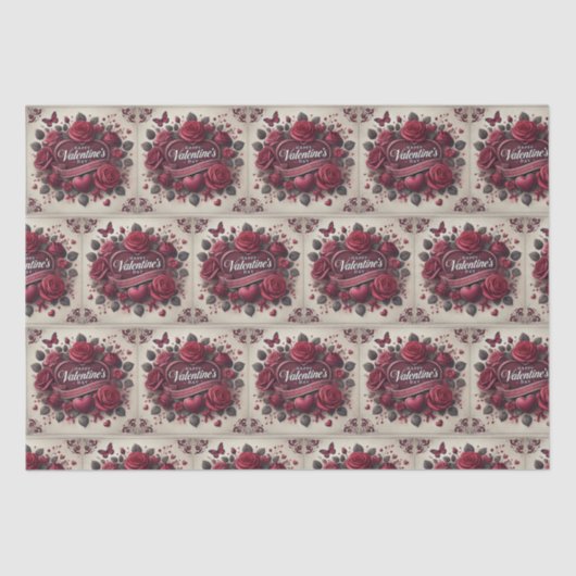 バレンタインデーデザインとバラとハート 薄葉紙 (正面)
