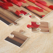 バレンタインデーデザイン、ハートオン木 ジグソーパズル (側面)