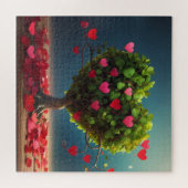 バレンタインデーデザイン、ハートオン木 ジグソーパズル (横)