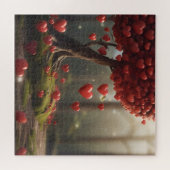 バレンタインデーデザイン、ハートオン木 ジグソーパズル (横)