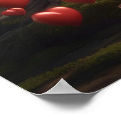 バレンタインデーデザイン、ハートオン木 ポスター (角)