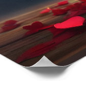 バレンタインデーデザイン、ハートオン木 ポスター (角)