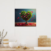 バレンタインデーデザイン、ハートオン木 ポスター (キッチン)