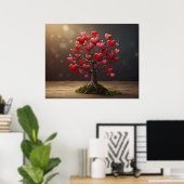 バレンタインデーデザイン、ハートオン木 ポスター (ホームオフィス)