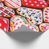 バレンタインデーデルのためのハート型のクッキーのアイシング ラッピングペーパー (角)