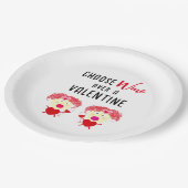 バレンタインデーデーにワインをパーティー ペーパープレート (アングル)