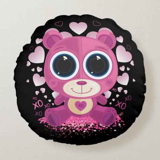 バレンタインデートテディベア ラウンドクッション (正面)