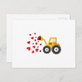 バレンタインデートラクター ハート ギフト 子供 男の子 シーズンポストカード (正面/裏面)