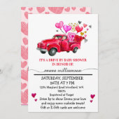 バレンタインデートラック |ベビーシャワーでドライブ 招待状 (正面/裏面)